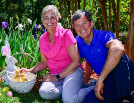 Doctor Lee and his wife with rabbits