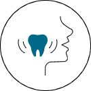 Animated side profile of head with pain lines coming from tooth