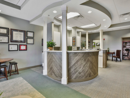 Front desk of dental office in Fayetteville