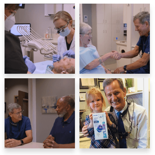 collage of doctors with their patients