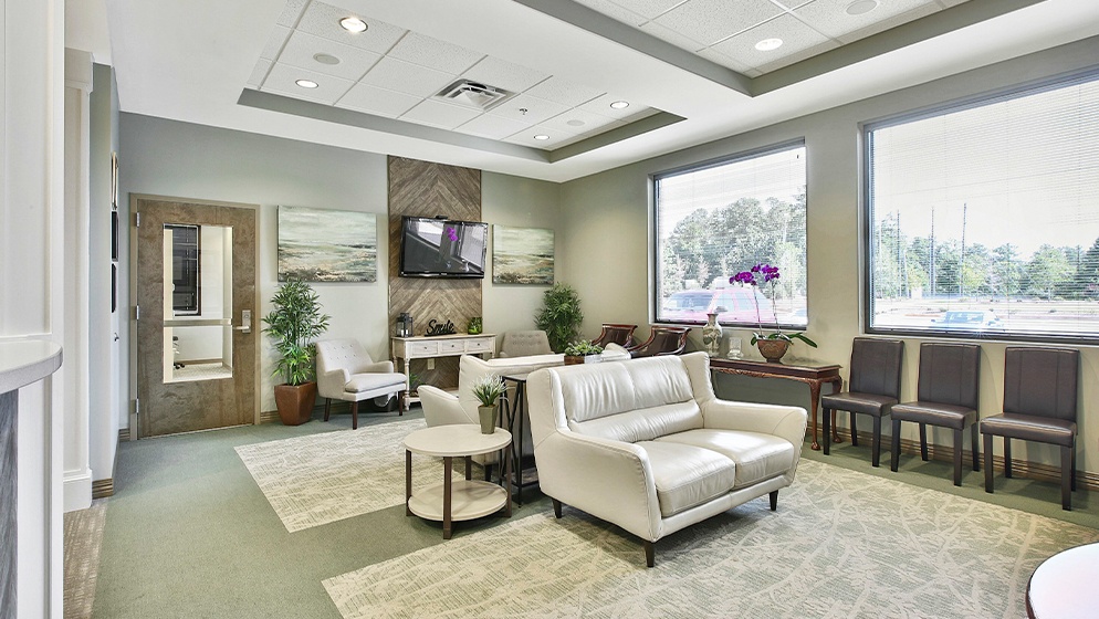 Comfortable seating in dental office waiting room