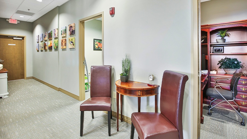 Hallway looking into dental consultation room