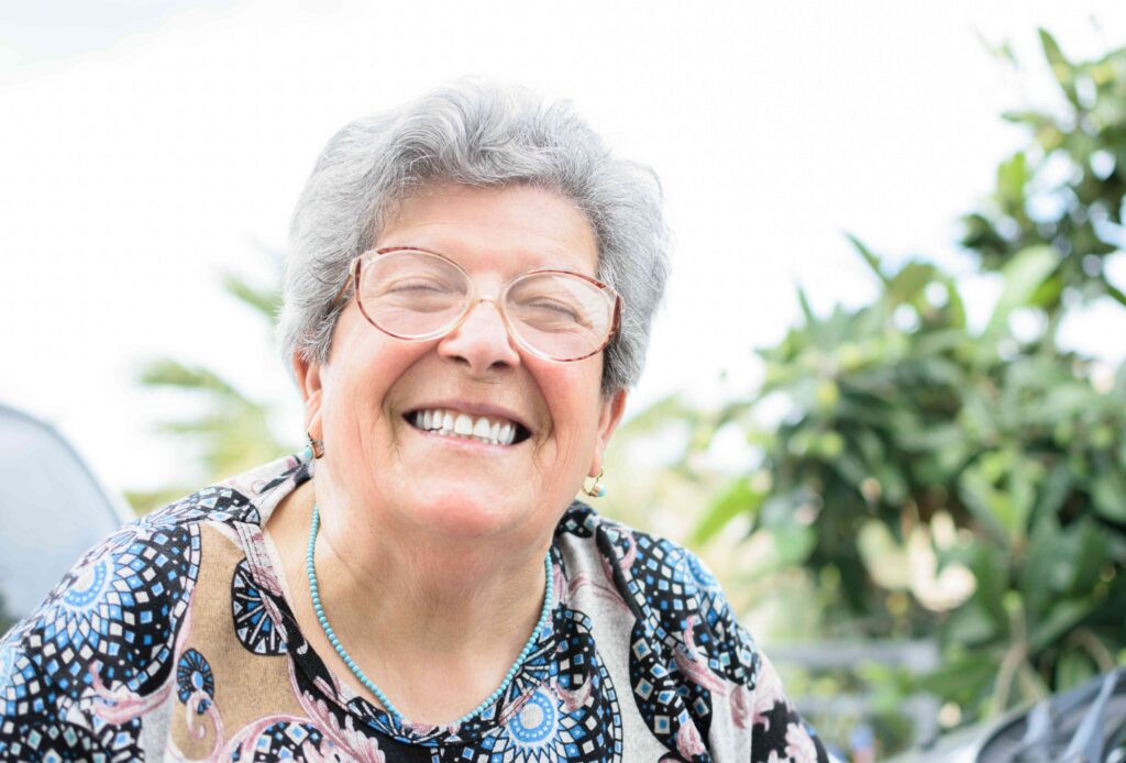 Woman smiling with dentures